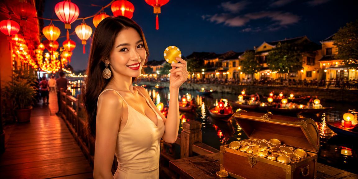 Người dùng đặt cược thể thao tại chợ đêm Hội An qua điện thoại di động