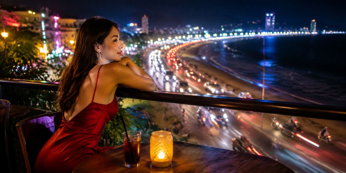 Người dùng đặt cược thể thao tại quán cà phê bãi biển Vũng Tàu buổi chiều
